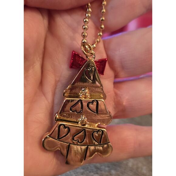 NWOT Betsey Johnson 3-Tier Articulated Christmas Tree Necklace Original Box - Picture 3 of 7